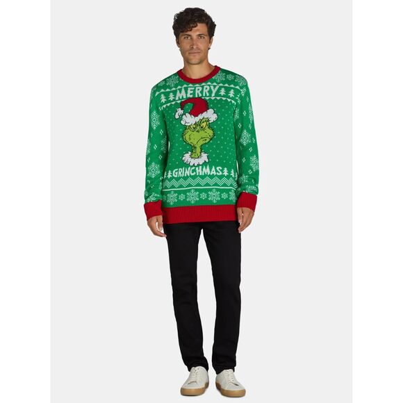 Dr. Suess The Grinch Men's Ugly Christmas Sweater, Sizes M - Picture 1 of 11
